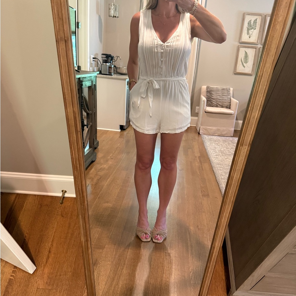 Abercrombie & Fitch White Lined Romper
